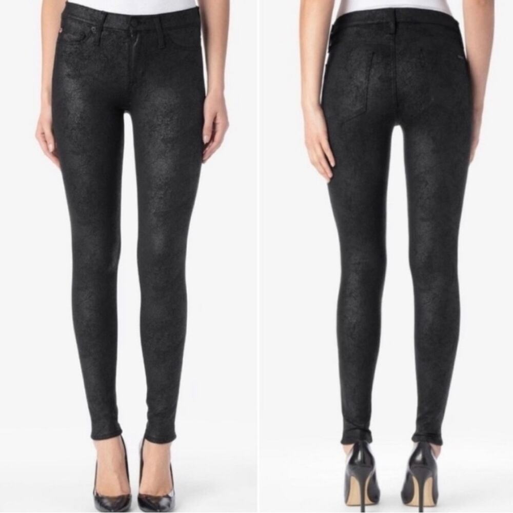 HUDSON‎ Black Crackle Nico Midrise Super Skinny Pants Bottoms Size 29